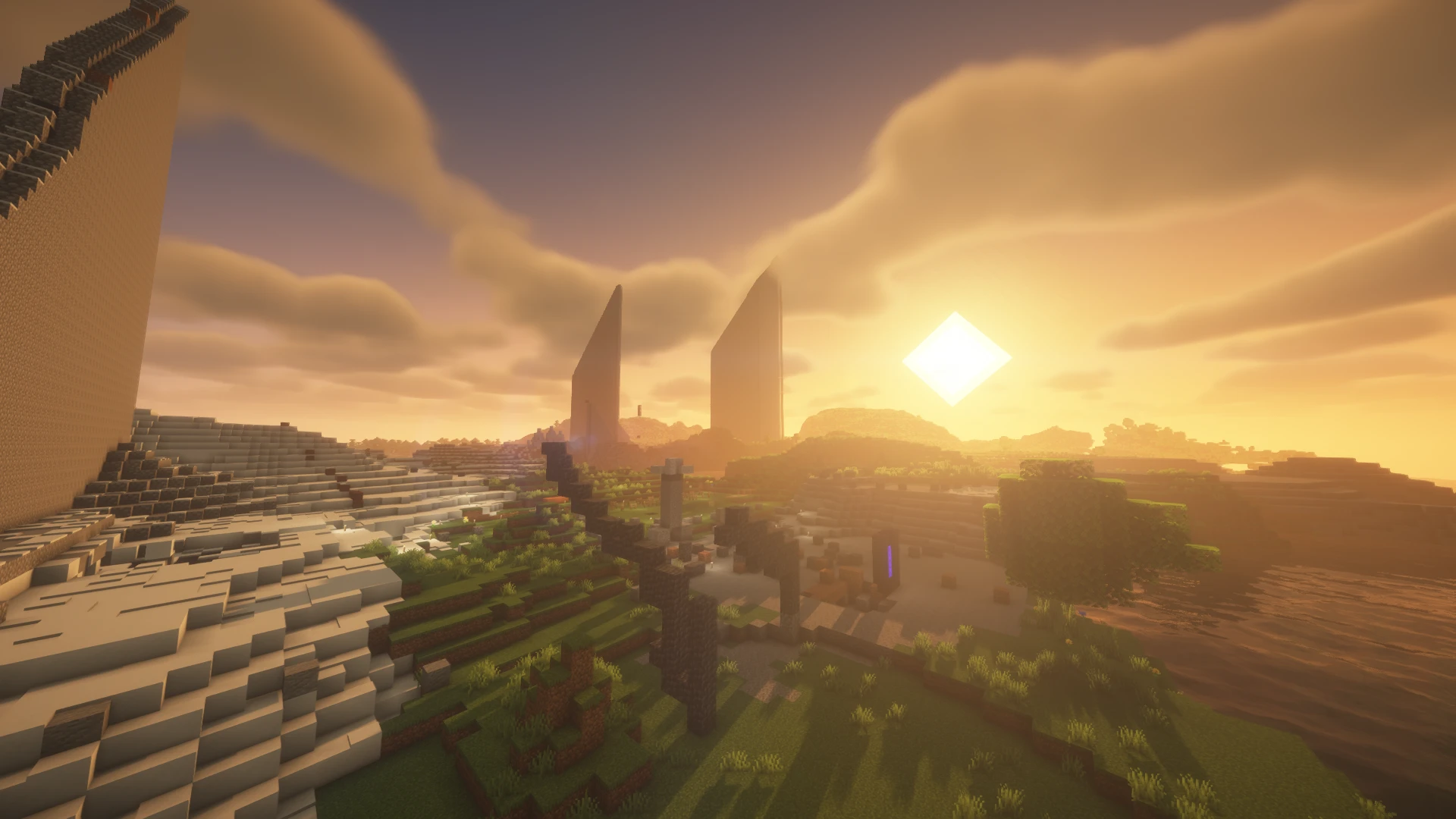 Sunset over the obelisks
