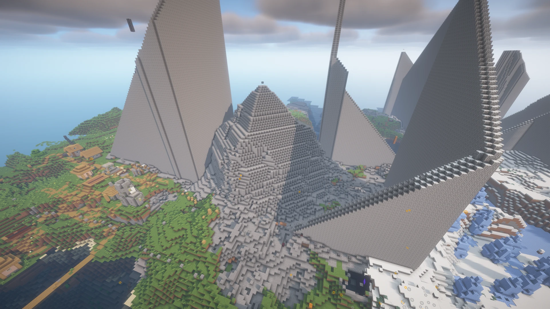The gray obelisks from above
